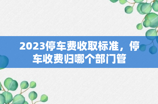 2023停车费收取标准，停车收费归哪个部门管