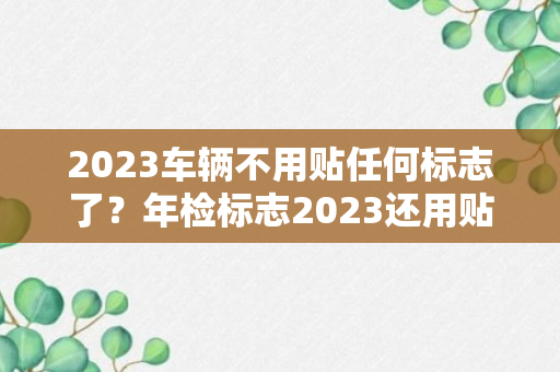 2023车辆不用贴任何标志了？年检标志2023还用贴车上吗