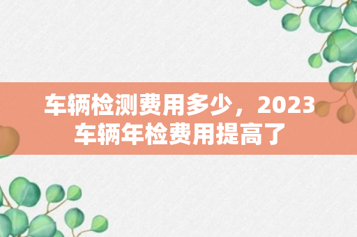 车辆检测费用多少，2023车辆年检费用提高了