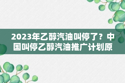 2023年乙醇汽油叫停了？中国叫停乙醇汽油推广计划原因