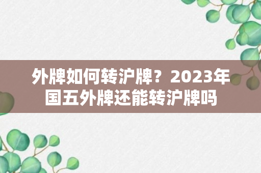 外牌如何转沪牌？2023年国五外牌还能转沪牌吗