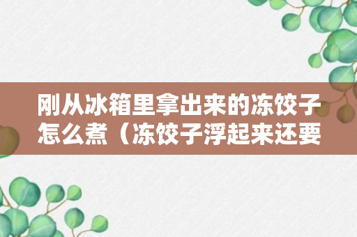 刚从冰箱里拿出来的冻饺子怎么煮（冻饺子浮起来还要煮多久攻略）