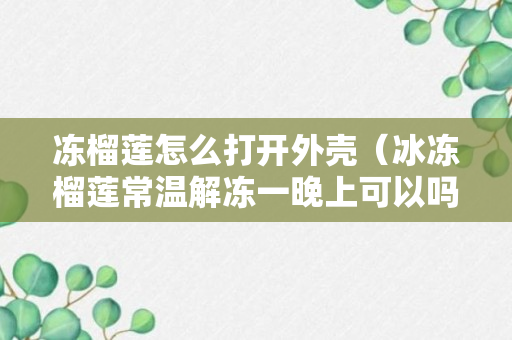 冻榴莲怎么打开外壳（冰冻榴莲常温解冻一晚上可以吗解答）