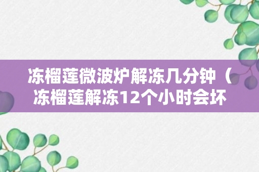 冻榴莲微波炉解冻几分钟（冻榴莲解冻12个小时会坏吗解析）