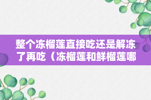 整个冻榴莲直接吃还是解冻了再吃（冻榴莲和鲜榴莲哪个好方法介绍）