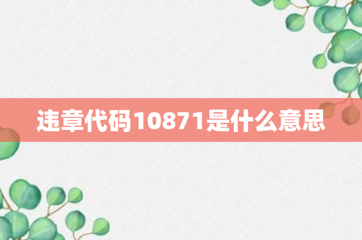 违章代码10871是什么意思