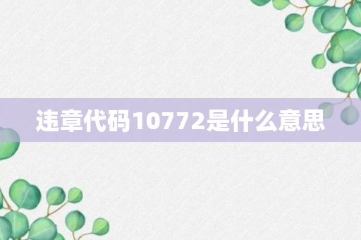 违章代码10772是什么意思