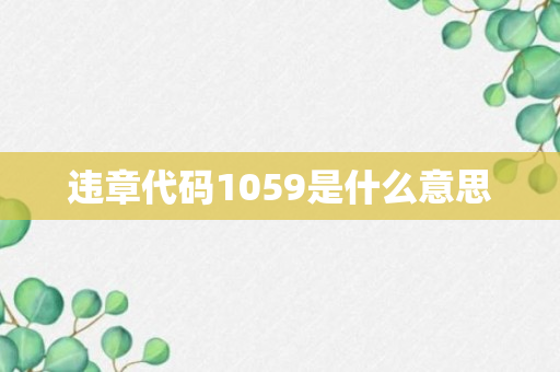 违章代码1059是什么意思