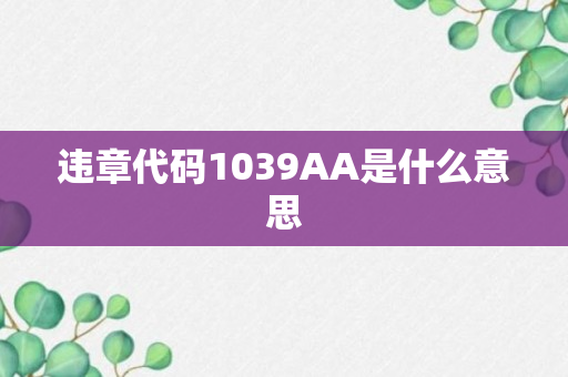 违章代码1039AA是什么意思