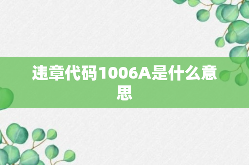 违章代码1006A是什么意思