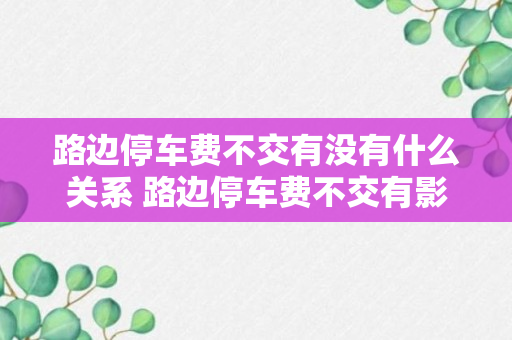 路边停车费不交有没有什么关系 路边停车费不交有影响吗