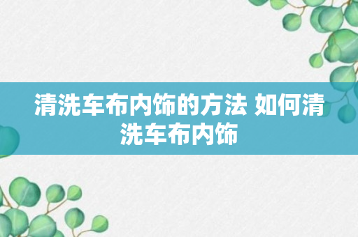 清洗车布内饰的方法 如何清洗车布内饰