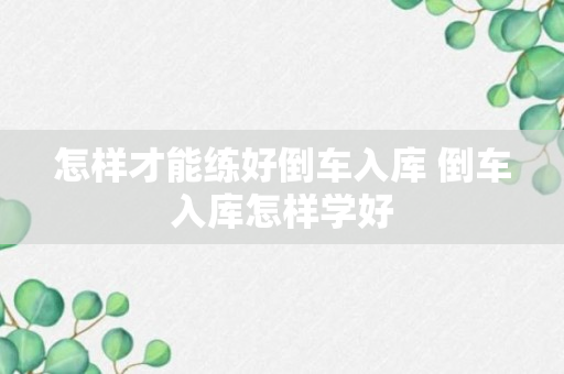 怎样才能练好倒车入库 倒车入库怎样学好