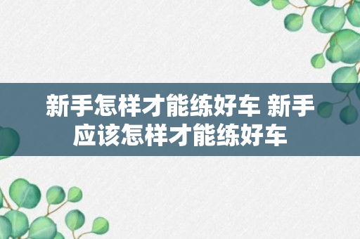 新手怎样才能练好车 新手应该怎样才能练好车