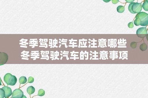 冬季驾驶汽车应注意哪些 冬季驾驶汽车的注意事项