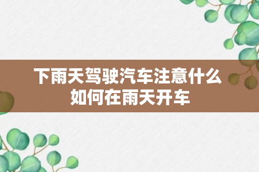 下雨天驾驶汽车注意什么 如何在雨天开车