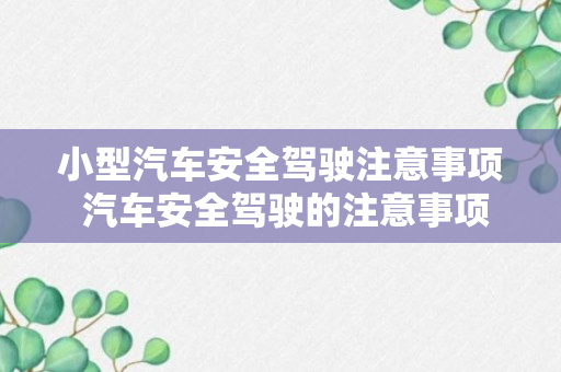 小型汽车安全驾驶注意事项 汽车安全驾驶的注意事项有哪些？