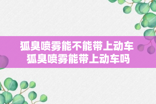 狐臭喷雾能不能带上动车 狐臭喷雾能带上动车吗