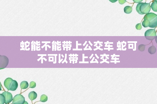 蛇能不能带上公交车 蛇可不可以带上公交车