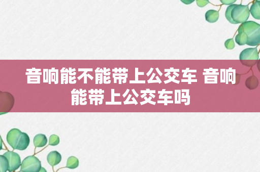 音响能不能带上公交车 音响能带上公交车吗