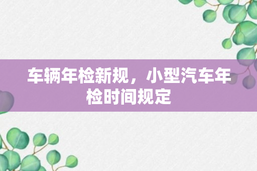 车辆年检新规，小型汽车年检时间规定