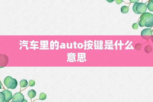 汽车里的auto按键是什么意思