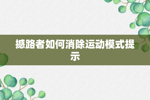 撼路者如何消除运动模式提示