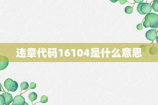 违章代码16104是什么意思