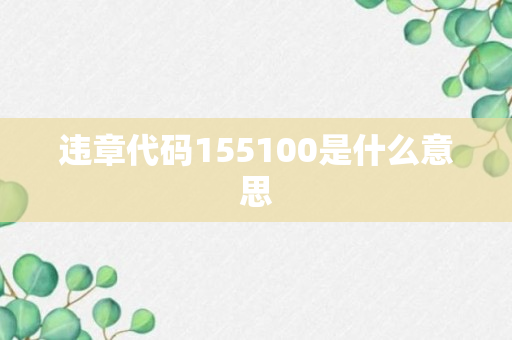 违章代码155100是什么意思