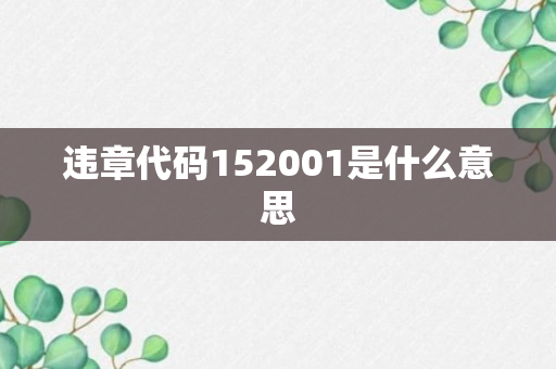 违章代码152001是什么意思