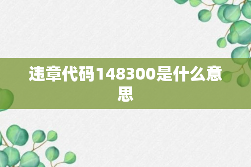 违章代码148300是什么意思