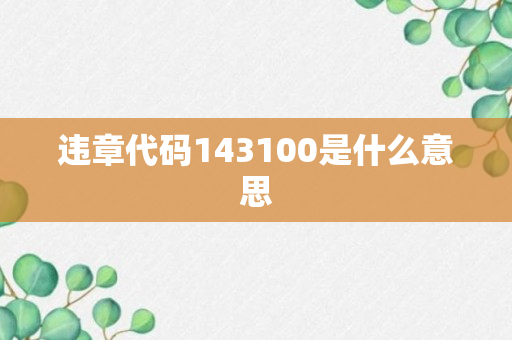 违章代码143100是什么意思