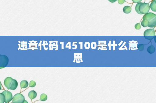 违章代码145100是什么意思