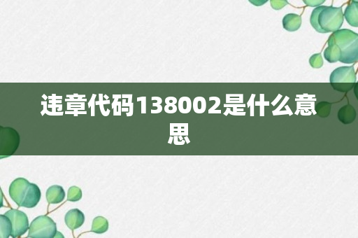 违章代码138002是什么意思