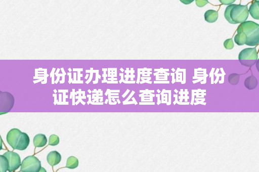 身份证办理进度查询 身份证快递怎么查询进度