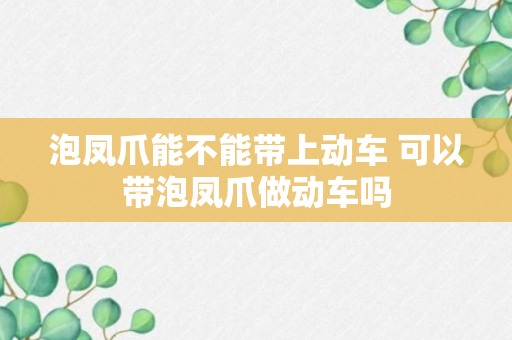 泡凤爪能不能带上动车 可以带泡凤爪做动车吗