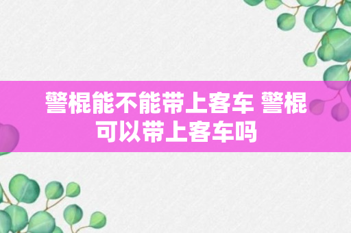 警棍能不能带上客车 警棍可以带上客车吗