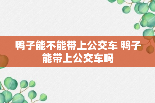 鸭子能不能带上公交车 鸭子能带上公交车吗