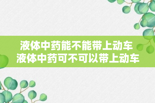 液体中药能不能带上动车 液体中药可不可以带上动车