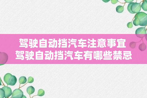 驾驶自动挡汽车注意事宜 驾驶自动挡汽车有哪些禁忌