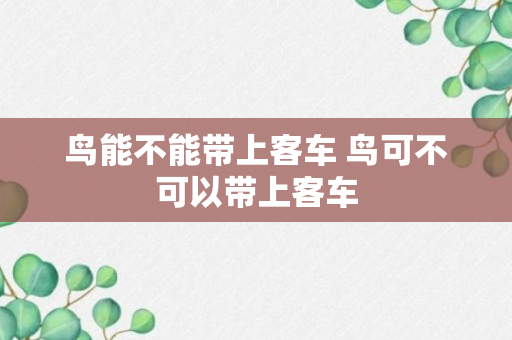 鸟能不能带上客车 鸟可不可以带上客车