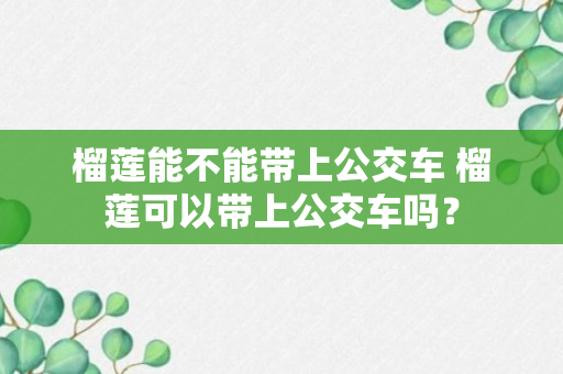 榴莲能不能带上公交车 榴莲可以带上公交车吗？