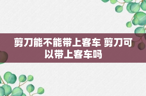 剪刀能不能带上客车 剪刀可以带上客车吗