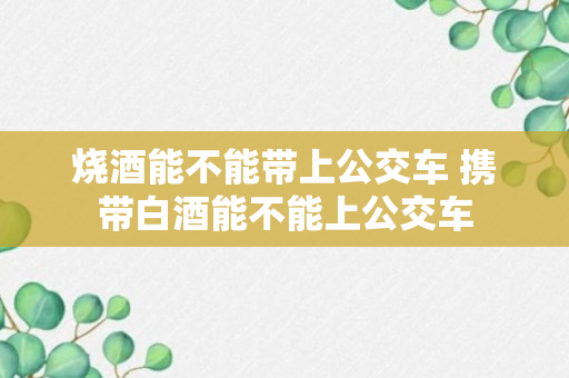 烧酒能不能带上公交车 携带白酒能不能上公交车