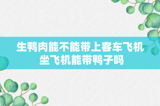 生鸭肉能不能带上客车飞机 坐飞机能带鸭子吗