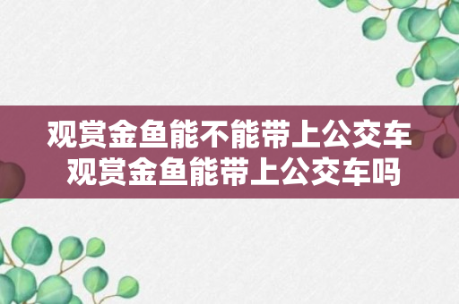 观赏金鱼能不能带上公交车 观赏金鱼能带上公交车吗