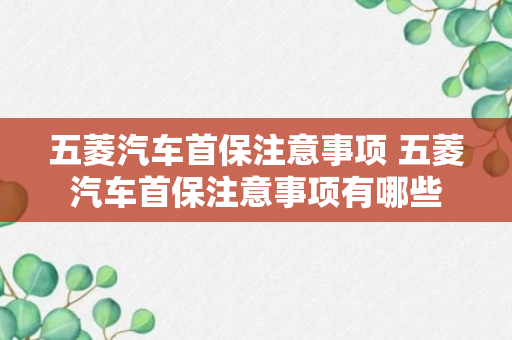 五菱汽车首保注意事项 五菱汽车首保注意事项有哪些