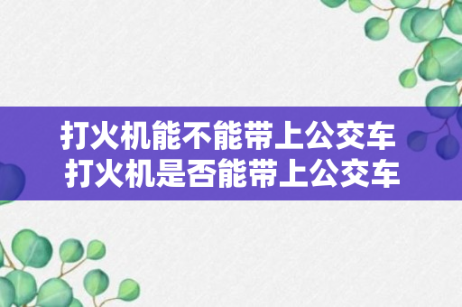 打火机能不能带上公交车 打火机是否能带上公交车