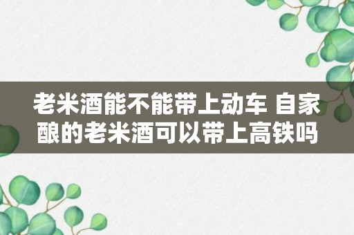 老米酒能不能带上动车 自家酿的老米酒可以带上高铁吗