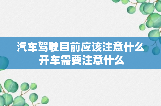 汽车驾驶目前应该注意什么 开车需要注意什么